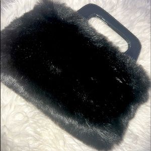 Vintage Black Fur Clutch